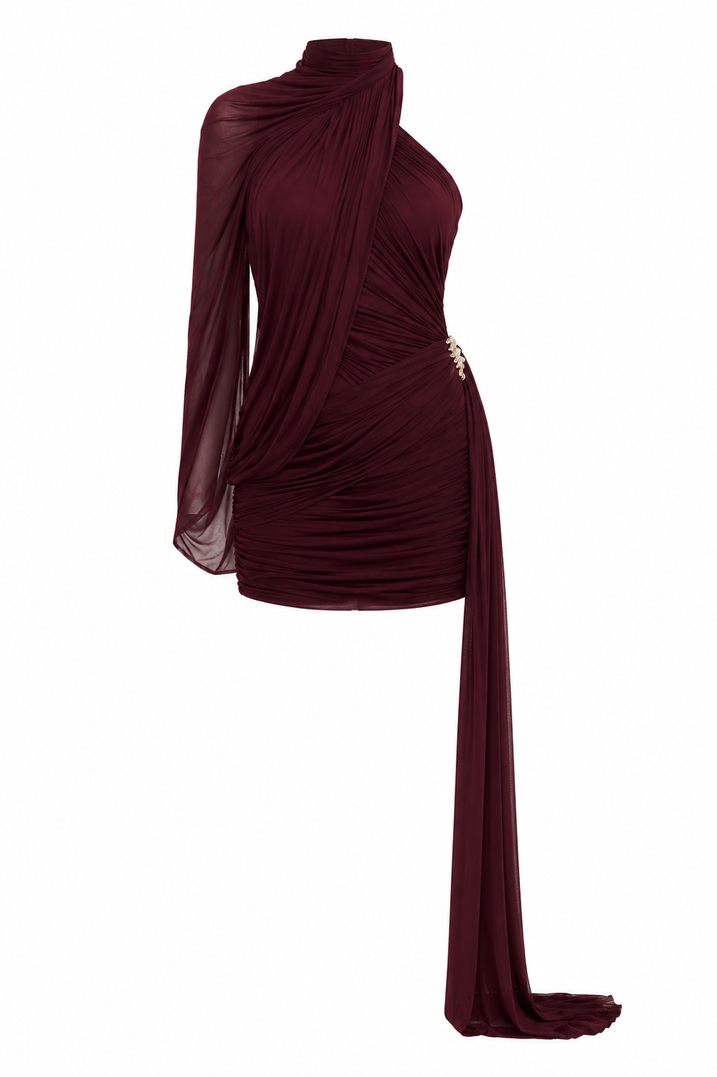 One-shoulder Short Dress, Irregular Folds