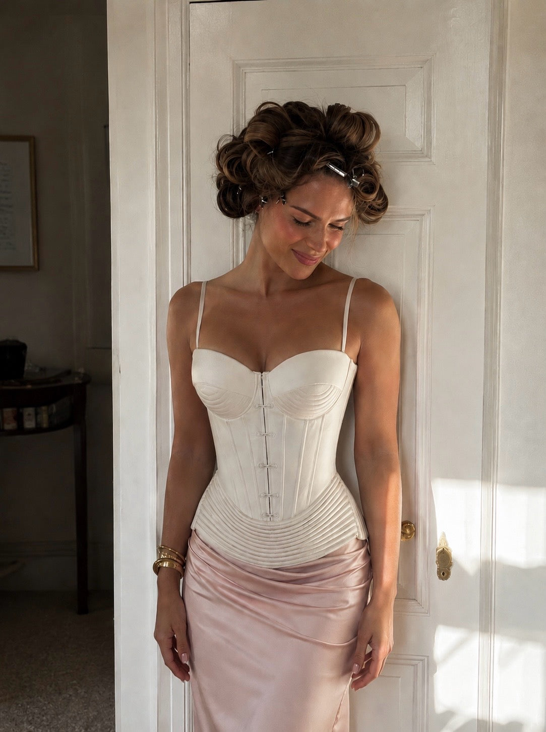 Button Embellished Corset Top Spaghetti Strap