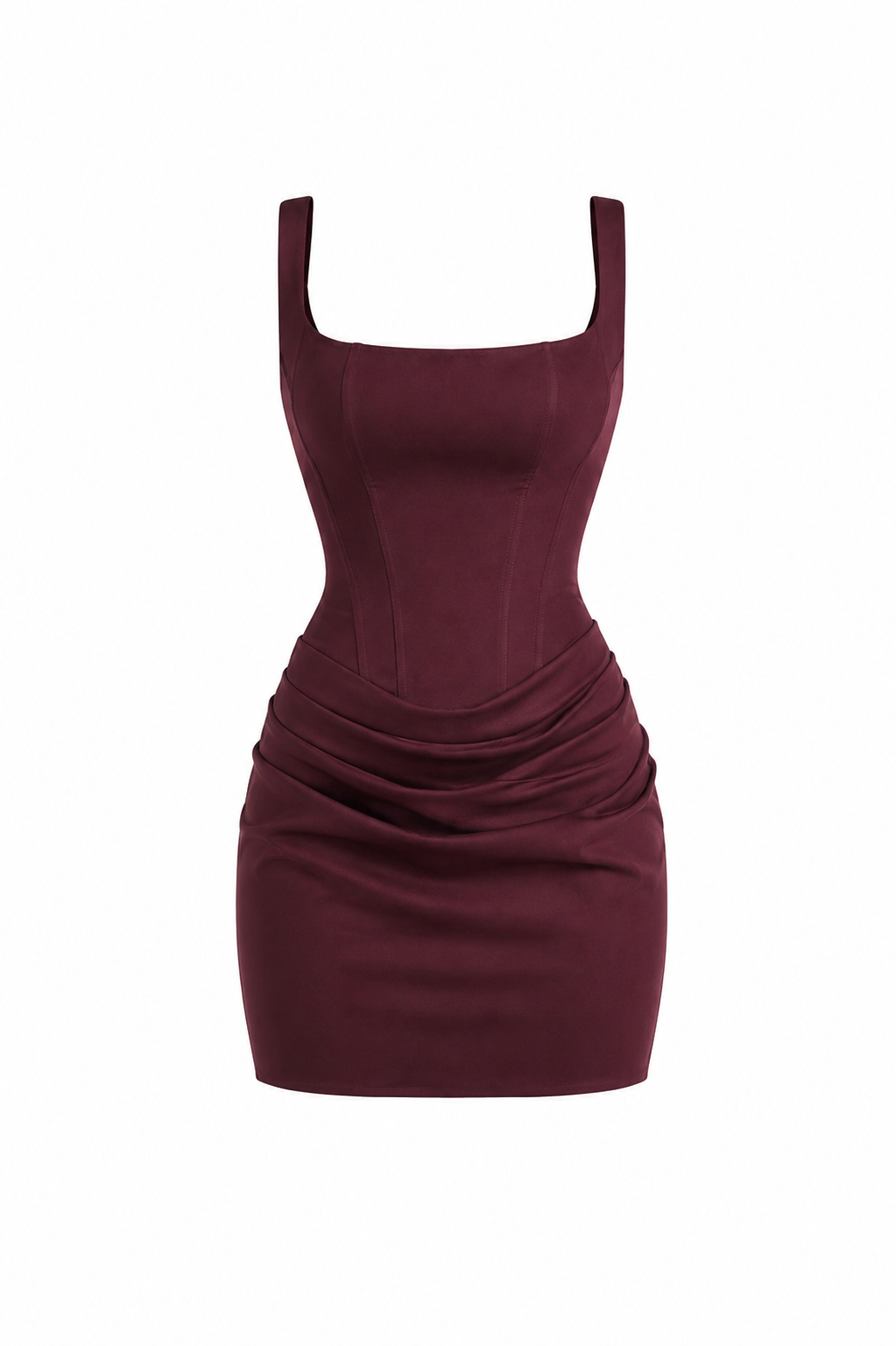 Korsettkleid mit eckigem Ausschnitt und drapierter Taille, Minikleid