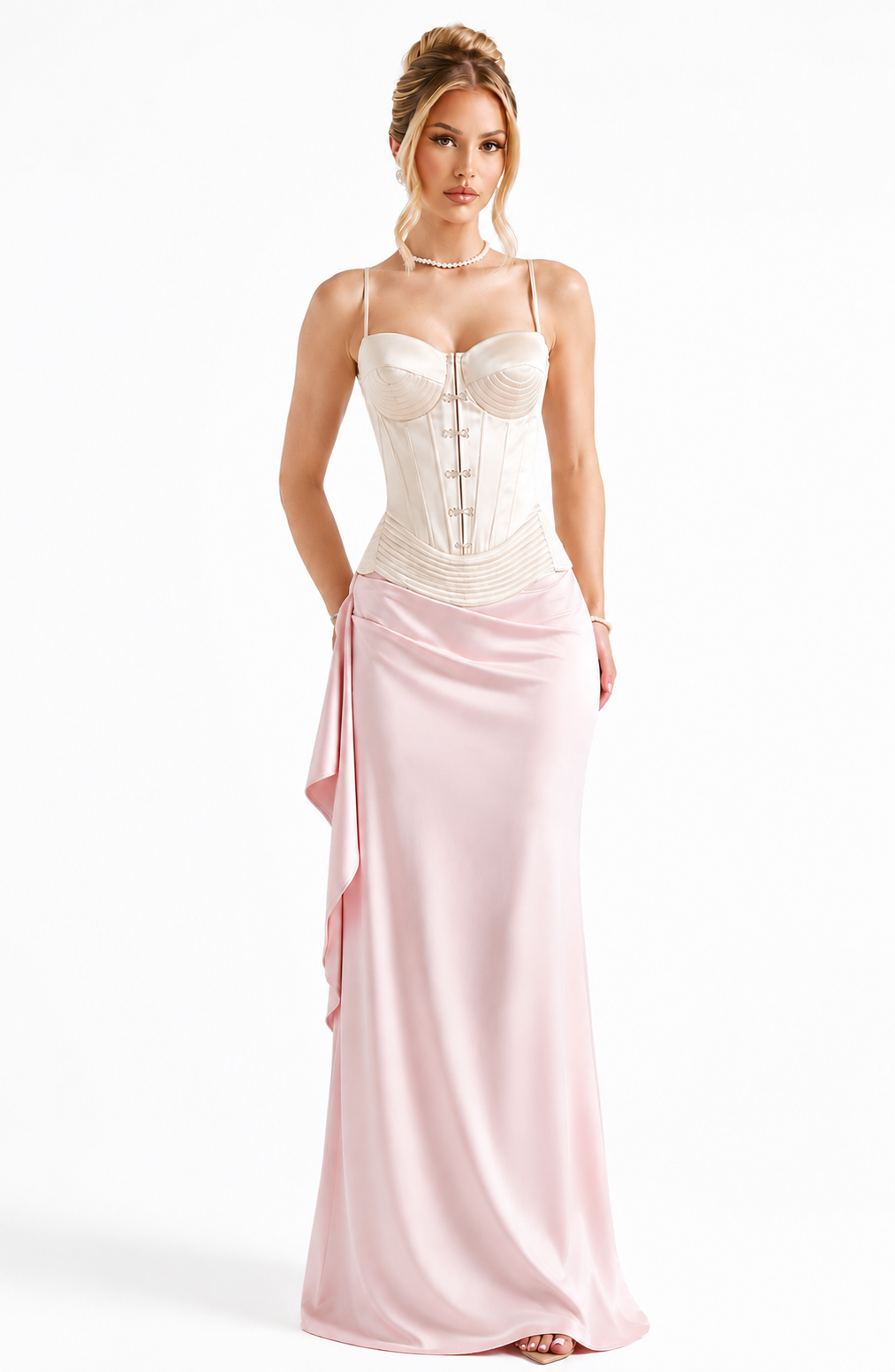 Button Embellished Corset Top Spaghetti Strap
